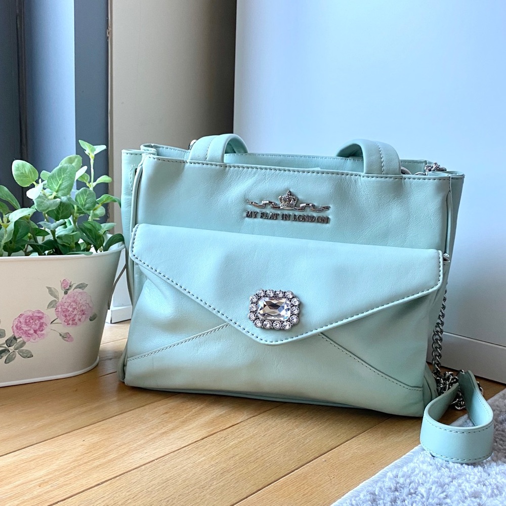 MY FLAT IN LONDON handbag in light sage green